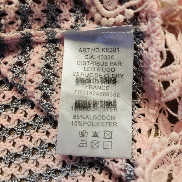 LEO & UGO Short Sleeve Striped Knit Sheer Sweater Size 8 - Picture 7 of 8